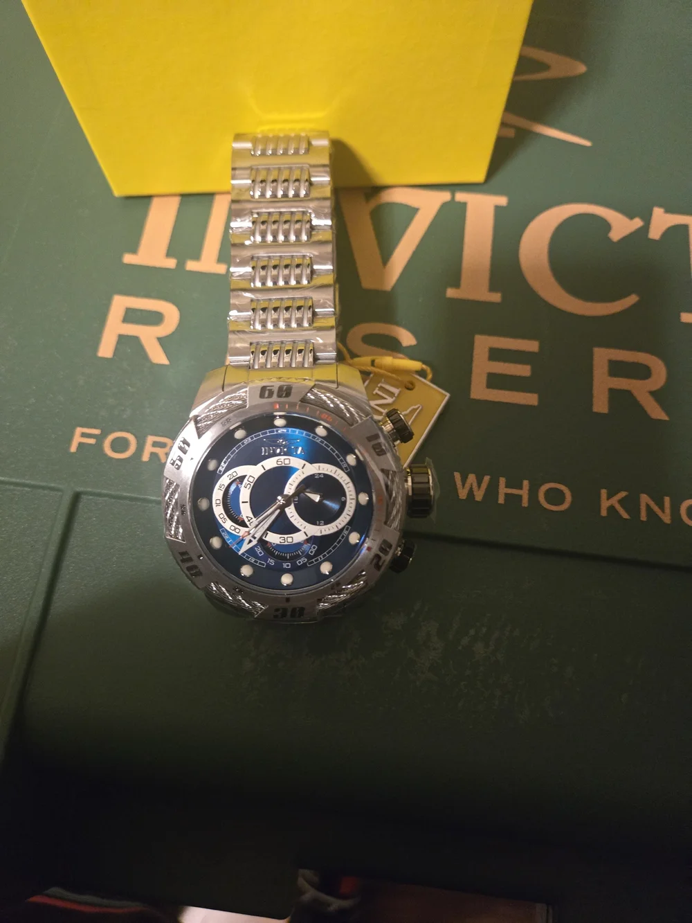 Invicta Speedway Finish Line Men’s Blue Dial Stainless Steel Chronograph Watch